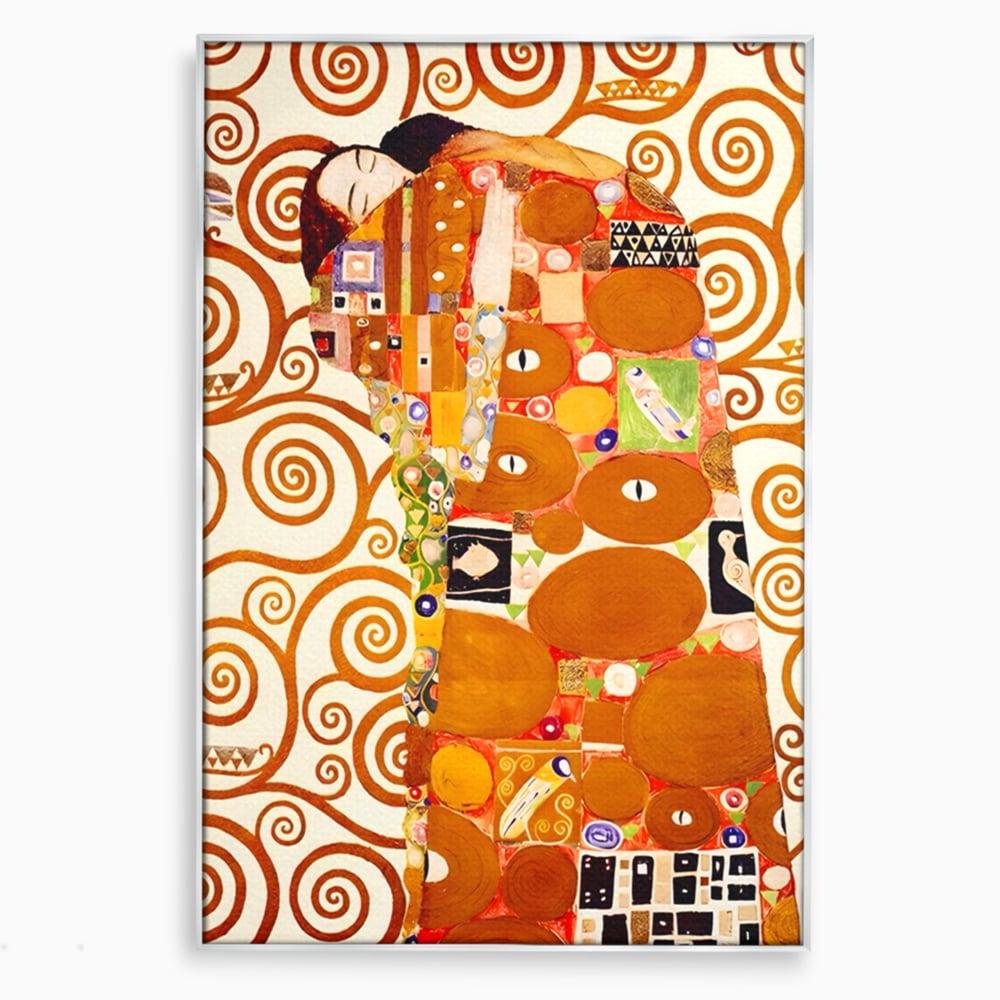Tablou canvas cu tablou canvas cu pictura in stilul lui klimt, in rama de aluminiu argintiu